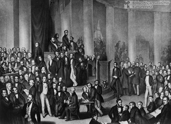 Die Frankfurter Nationalversammlung in der Paulskirche (um 1848)